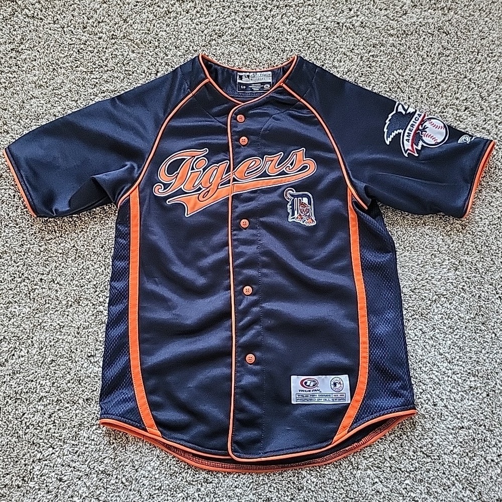 Detroit Tigers MLB Baseball Jersey True Fan Youth S  Button Front American Patch